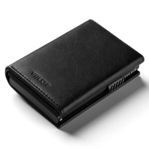 VC302- Side Slider Mechanism, with/without Back Zipper Pocket, Magnetic Strip Closure Tri-fold Wallet - Emporium Shop
